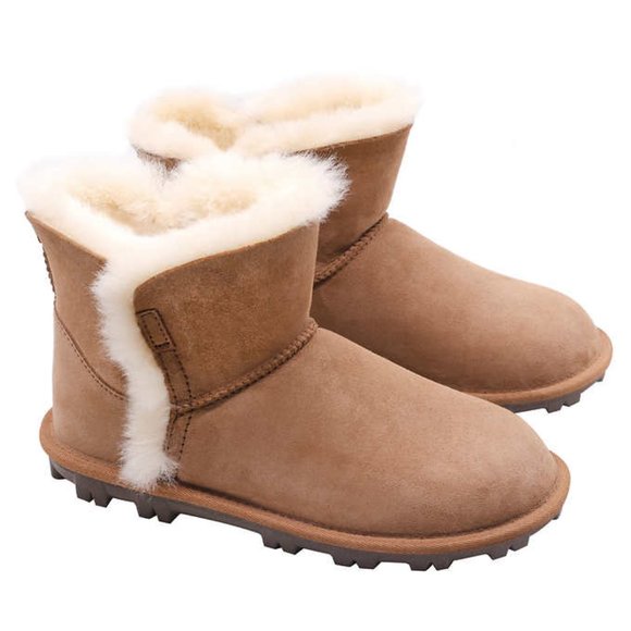 Kirkland Signature Shoes - ⭐ Chestnut Tan Genuine Shearling Lined Sheepskin Short Boots